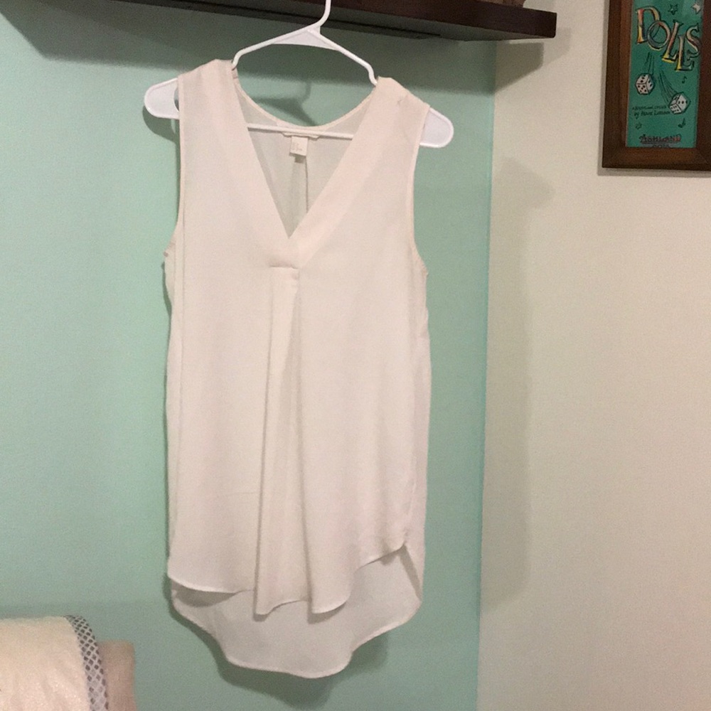 H&M White Long Sleeveless Blouse